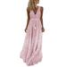 JustVH Women's Sleeveless Summer V Neck Polka Dot Print Long Maxi Dress