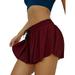 Womens Summer Drawstring Yoga Workout Shorts Elastic High Waist Tennis Running Skorts Skirts Culottes Plus Size