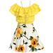 Little Girl 3 Pieces Ruffle Top Skirt Necklace Summer Clothing Skirt Set Outfit Outfit Yellow WT 6 JKS 2130S BNY Corner