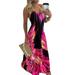 Summer Women Sleeveless Gradient Color Dress Casual Sling Swing Long Dress Bohemian Party Evening Vocation Dress Plus Size S-5XL