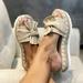 Azrian Women Bowknot Beach Summer Slippers Platform Slope Heels Plus Size Shoes