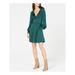 MICHAEL KORS Womens Green Long Sleeve V Neck Above The Knee Fit + Flare Dress Size: S