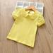 Summer Short Sleeve New Girl Baby Girl T-shirt Round Neck Half-sleeve Cotton Shirt Yellow 130