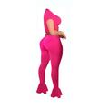 ZIYIXIN Women's Cropped Top, Trousers Suit, Mesh Elastic Home Gym Ruffle Wear Solid Color Tight Pants