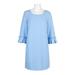 Tahari ASL Boat Neck Long Sleeve Pleated Solid Zipper Back Crepe Dress-PERIWINKLE