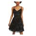 CITY STUDIO Womens Black Spaghetti Strap V Neck Short Fit + Flare Party Dress Size 9