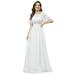 Ever-Pretty Womens Flutter Sleeve Long Evening Dresses for Women 00904 White US6