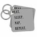 3dRose Eat, sleep, nap, repeat, black lettering on a gray background - Key Chains, 2.25 by 2.25-inch, set of 2