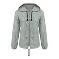 Fashion Thin Section Ladies Waterproof Clothing Hooded Drawstring Outdoor Hiking Rain Jacket Jacket