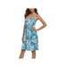 Luxsea Summer Women's Hanging Neck Sling Casual Printing Big Swing Dress Clothing