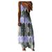 Mnycxen summer dresses Fashion Women Vest Dress Casual Plus Size Print V-Neck Sleeveless Long Dress