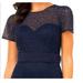 JS Collections Illusion Neck Short Sleeve Beaded Bodice Gown, Navy, 6