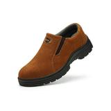 LUXUR Mens Ankle Safety Boots Slip on Steel Toe Cap Work Boots Hiker Shoes