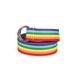 ankishi Women's Double Ring D - Type Buckle Rainbow Strip Webbing Casual Wild Super Long Decorative Canvas Belt Unisex Plain Webbing Belt Waistband Circle Casual Canvas Belt
