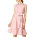 Allegra K Women's Ruffled Hem Casual Sleeveless Cotton Solid Color Vintage Shirt Dress with Belt