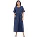 Woman Within Women's Plus Size Petite Short-Sleeve Denim Dress