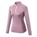 Hazel Tech-Zip Workout Tops Yoga Clothes Zip Pullover Long Sleeve T-Shirt Workout Tops Sports Fitness Yoga Clothes Training Quick-Drying Clothes T-Shirt