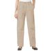 Woman Within Women's Plus Size Elastic-Waist Cotton Straight Leg Pant