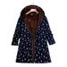 Jocestyle Autumn Winter Women Coat Cat Printing Hoody Fleece Animal Jacket (Navy 3XL)