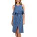 Elan Women's Cold Shoulder Wrap Dress, Denim, Medium