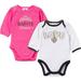 NFL New Orleans Saints Baby Girls Long Sleeve Bodysuit Set, 2-Pack