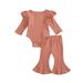 PDYLZWZY 2Pcs/Set Newborn Baby Girl Long Sleeve Romper Tops Flared Pants Bell-Bottoms Outfits