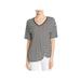 Kenneth Cole New York Womens Striped Ruched T-Shirt