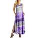 Summer Nightshirt for Women Sleeveless Round Neck Tie Dye Sleepdress Side Split Loose Baggy Dress