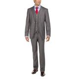 LN LUCIANO NATAZZI Men's Two Button Bird's Eye 3 Piece Modern Fit Vested Suit Gray