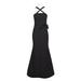 Nero Crossed Front Sleeveless Bodycon Ruffled Side A-Line Solid Scuba Dress-BLACK