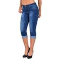 Plus Size Denim Jeans For Women Distressed 3/4 Cropped Casaul Jeans Pencil Pants Hight Waist Stretch Skinny Trousers