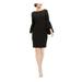 CALVIN KLEIN Womens Black Embellished Bell Sleeve Jewel Neck Above The Knee Sheath Cocktail Dress Size 8