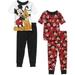 Disney Mickey Mouse 4 PC Short Sleeve Tight Fit Cotton Pajama Set Boy Size 3T