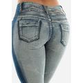 Womens Juniors Low Rise Skinny Jeans - Butt Lifting Denim Pants - Faded Wash Skinny Denim 10221O