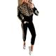 Ma&Baby Women 2 Piece Sweatsuit Outfit Long Sleeve Leopard Print Zip Up Top And Long Pants Jogging Suit Tracksuit Set