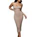 Yejaeka WomenÂ´s Sleeveless Solid Color Tights Slim Mid-Length Pencil Dress Clubwear