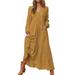 Avamo Women Casual Long Shirt Dress Long Sleeves Maxi Dress with Pocket Loose Holiday Swing Dress