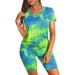 Womenâ€™s Fashion Tie-dye Short Sleeve T-shirt and Shorts Sport Set