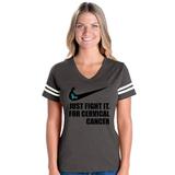 Womens Cervical Cancer Football V-Neck T-Shirt