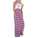 Womens Summer Dress 4th of July American Flag Sleeveless Tank Maxi Dress Casual Loose Pockets Dress with Pockets