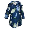 Isaac Mizrahi Live! Women's Sz L Quilted Floral Printed Puffer Coat Blue A389389