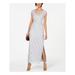 CONNECTED APPAREL Womens Silver Sequined Sleeveless Cowl Neck Maxi Sheath Formal Dress Size 4P