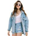 SANWOOD Denim Jacket, Casual Women's Retro Boyfriend Oversized Denim Jacket Loose Jeans Coat Outwear