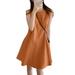 ZANZEA Women Sleeveless Crew Neck A-Line Shirt Dress Holiday Party Mini Sundress