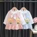 ZDMATHE Summer Autumn Dress Casual Tops Skirt For Baby Newborn Girls Flower Print Bow Tie Plaid Long Sleeve Ruffles For Infant Clothing