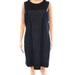 Lauren Ralph Lauren NEW Denim Blue 10P Petite Faux-Leather Shift Dress