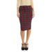 Esteez MELROSE Denim Skirt - Stretchy Knee Length Pencil Jean Skirt for WOMEN - CLASSIC PLAID