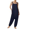 Womens Jumpsuits Sleeveless Side Pockets Button Down Front Rompers Overalls