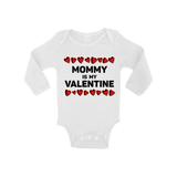 Awkward Styles Mommy Is My Valentine Long Sleeve Bodysuit for Baby Valentine's Day One Piece Valentine's Day Gifts for Baby Boy Valentine's Day Baby Romper Cute Gifts for Boys Mom Baby Boy Bodysuit