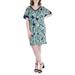 24seven Comfort Apparel Women's Plus Size Knee Length Monstera Print T Shirt Dress